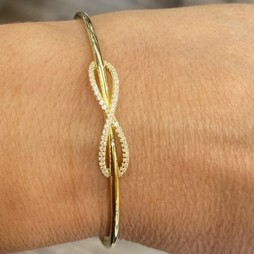 Gold plated Sterling silver Infinity CZ Bangle